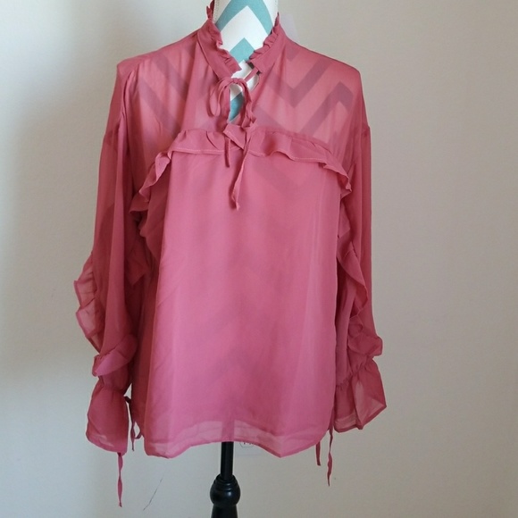 NWT Bleuh Cliel ruffle sleeve blouse - Picture 1 of 7